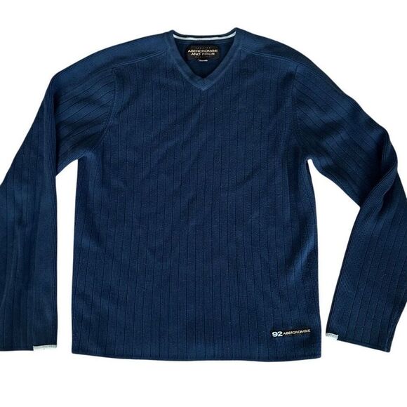 Vintage Abercrombie & Fitch Blue V-Neck Sweater Size L Men (More Like Medium) - Picture 1 of 5